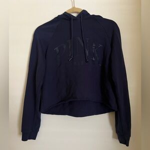 PINK Victoria's Secret Navy Blue Cropped Long Sleeve Hoodie